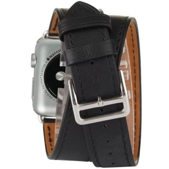 Double Tour Leather Band for Apple Watch 42mm - Black  