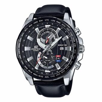 Gambar EDIFICE EFR 550L 1AVUDF   Chronograph   World Time   Jam Tangan Pria   Bahan Tali Genuine Leather   Hitam