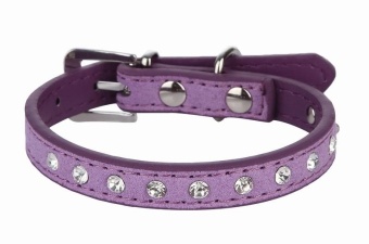 Gambar EOZY Fashion PU Leather Pet Collars Dog Puppy Luxury Rhinestones Collars M(Purple)   intl