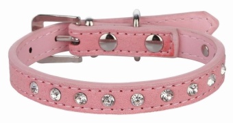 Gambar EOZY Fashion PU Leather Pet Collars Dog Puppy Luxury RhinestonesCollars S (Pink)   intl