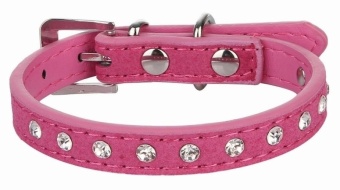 Gambar EOZY Fashion PU Leather Pet Collars Dog Puppy Luxury RhinestonesCollars S (Rose Red)   intl