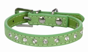 Gambar EOZY Fashion PU Leather Pet Collars Dog Puppy Luxury RhinestonesCollars XS (Green)   intl