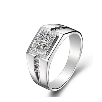 Gambar EOZY New Fashion Mens Rings Rhinestone Silver Plated WeddingEngagement Ring Boss  Ring Size 8 9 10   intl