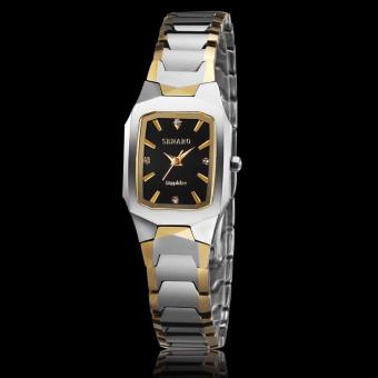 equipn Genuine genius St. Jarno gold tungsten steel senior business couple watches square quartz watch 1060 (1 X women Watch) (Black)  