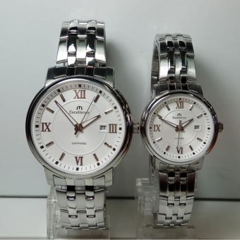 Gambar Excellence Jam Tangan Couple Excellence EX 8122MD LD Sapphire Silver Stainless Steel Dial White