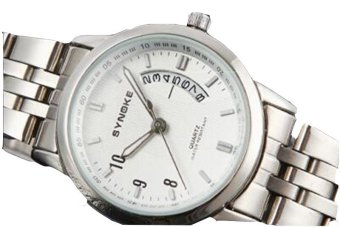 Extendable Men's Wrist Watch Stainless Steel Band Roman Number 8601 White  