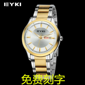 Gambar Eyki huruf jam tangan Couple baja kalender Shi Ying jam