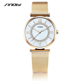 Fashion Golden Women's Diamonds Wrist Watches Ladies Geneva Quartz Clock Female Bracelet Wristwatch - intl  