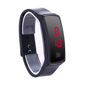 Fashion jam tangan Digital LED gelang Unisex jam tangan olahraga (hitam) - International  
