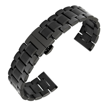 Fashion Luxurious Universal Stainless Steel Replacement Wrist Watch Band Strap Bracelet Belt 20mm Width Black - intl  