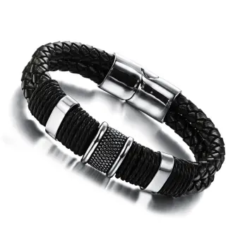 pria kulit asli baja titanium gelang Source · Titanium gelang Magnet gelang gesper .