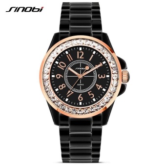 Fashion Women Diamonds Wrist Watches Imitation Ceramics Watchband Dress Ladies Geneva Quartz Clock - intl  
