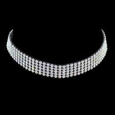 Feelontop baru datang Silver warna berlian imitasi lebar kalung - InternationalIDR44800