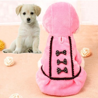 Gambar fehiba Pet Dog Fleece Lined Sweatshirt Winter Coat Bow Tie Hoodie,Pink.   intl