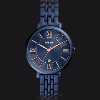 Fossil ES4094 Jacqueline Navy Blue Dial Stainless Steel Ladies Watch - Jam Tangan Wanita  