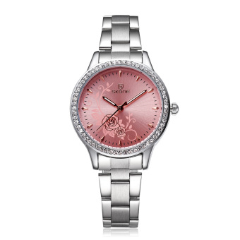fuskm Brand skone steel watches Peony carved watch dial premium women's business - intl  