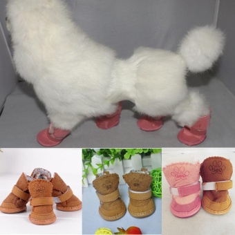 Gambar fuskm Dog Snow Boots Cotton Blend Detachable Closure Warm WalkingShoes Small, 4 Pack   intl