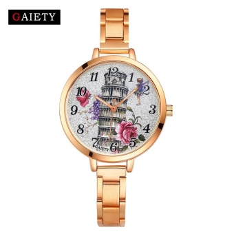 GAIETY G093 Women Fashion Striped Bracelet Quartz Round Wrist Watch Watches Rose - Gold - intl  