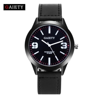 GAIETY G164 Women Elegant Leather Band Analog Quartz Round Wrist Watches - Black - intl  