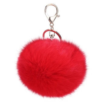 Gambar gaoshang Novelty Keychain with Plush Cute Artificial Rabbit Fur KeyChain for Car Key Ring Bag Purse Charm (Red)   intl