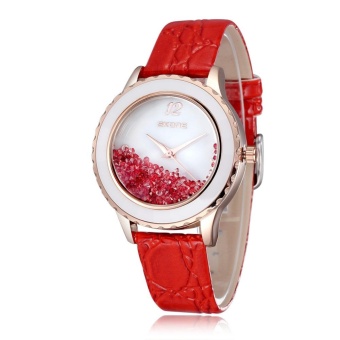 Gambar gasfun New Fashion Skone Brand Dress Women Watches Ladies Watch Leather Strap Wristwatches (Red)