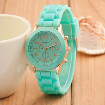 Geneva Ladies Fashion Candy Color Design College Wind Silicone Watch Green - intl  