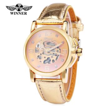 [GOLDEN] Winner H203 Female Auto Mechanical Watch Artificial Diamond Scales Wristwatch for Women - intl  