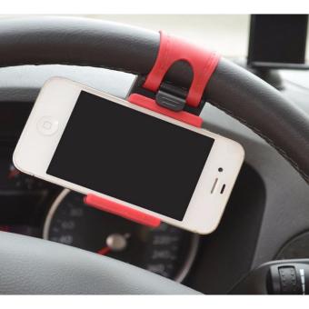 GPS  Phone Holder Setir Stir Mobil Model Universal Bisa UntukSemua Merk Mobil - Hitam Merah bisa untuk semua MERK dan TYPE mobil: Toyota Honda Mazda Nissan Mitsubishi Lexus BMW Mercy dll