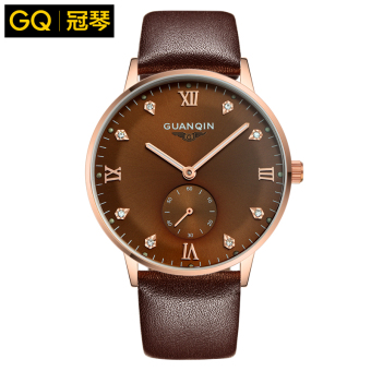 Gambar Guanqin kasual benar benar sabuk ramping tahan air jam tangan pria jam tangan