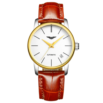 Gambar Guanqin sabuk kulit asli tahan air stainless steel jam tangan mekanik otomatis jam tangan wanita