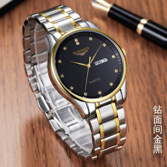 Harga Guanqin ultra tipis kalender ganda baja tahan air Yeguang jam
tangan meja laki laki Online Terjangkau