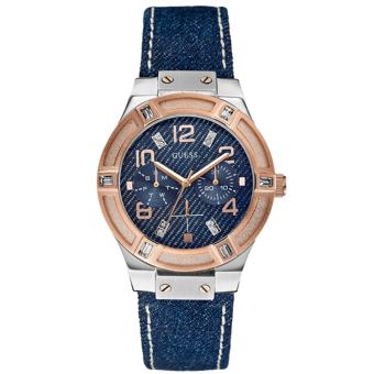 Gambar Guess Jam Tangan Wanita Guess W0289L1 Jet Setter Multifunction Blue Leather Watch