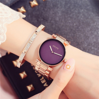 Gambar GUOU Korea Fashion Style baja jam dengan jam tangan wanita Analog Shi Ying jam