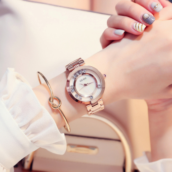 Gambar GUOU Korea Fashion Style berlian imitasi siswa style bentuk perempuan jam tangan wanita