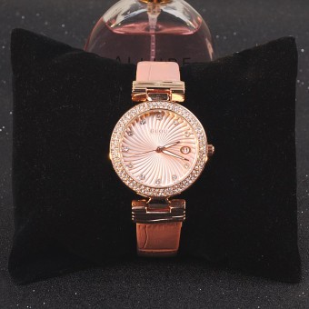 Gambar GUOU kulit ungu berlian sabuk bentuk perempuan jam tangan wanita
