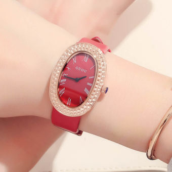 Gambar Guou perempuan rose gold Shi Ying belt jam cewek jam tangan
