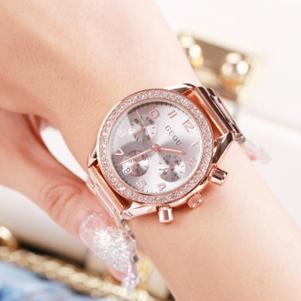 Gambar GUOU Shishang berlian imitasi sabuk baja kalender Diamond Watch