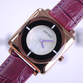 Gambar GUOU Shishang Shell pola benar benar jam tangan kulit bentuk perempuan