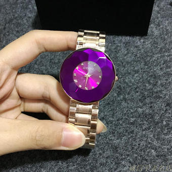 Gambar GUOU Wanita Stainless Steel Unik Berlian Mode Jam Jam Tangan