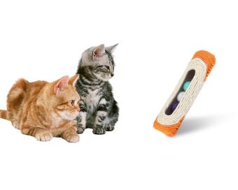 Gambar hazobau Funny Cat Toys Scratch Toys Rolling Scratching Post CatSisal Trapped With 3 Roller Ball(Random Color)