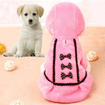 Gambar hazobau Pet Dog Fleece Lined Sweatshirt Winter Coat Bow Tie Hoodie,Pink.