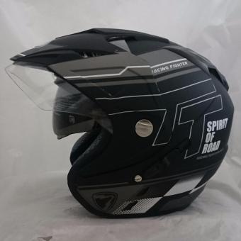 Gambar Helm 2 kaca DMN R 9 Black Doff abu