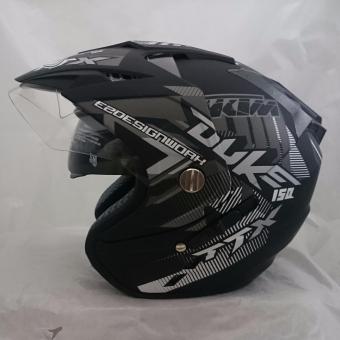 Gambar Helm 2 kaca (double visor) Duke Black doff abu