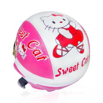 Gambar Helm Anak Unyu unyu Model Retro Karakter Helo Kitty [1   4 tahun]  Pink Putih