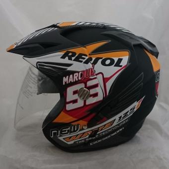 Gambar Helm DMN Dua kaca (Doble visor) Repsol Black Doff