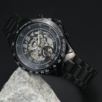 hongtai Men Luxury Automatic Skeleton Sport Style Watch WinnerBlack Dial Stainless Steel Horloge Watches Clock Men MilitaryWristWatch - intl  