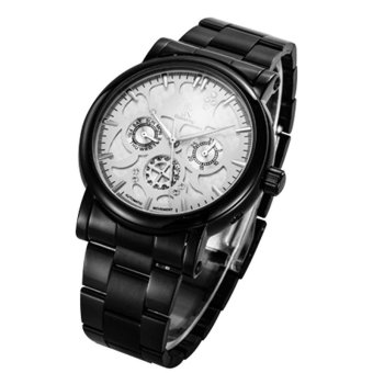 IK 98128 Female Watch Three Six-pin Multi-functional Automatic Mechanical Watches Watches Couple Watches White Face Black Shell MZTW8 (Color:c1) - intl  