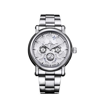 IK 98128 Female Watch Three Six-pin Multi-functional Automatic Mechanical Watches Watches Couple Watches White Face Black Shell MZTW8 (Color:c2) - intl  