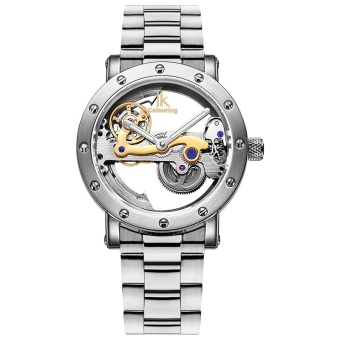 IK Self-Wind Automatic Mechanical Watch Jam Tangan es Men Top Brand Luxury Rose Gold Case Genuine Leather Skeleton Watch Jam Tangan s masculino 4228  