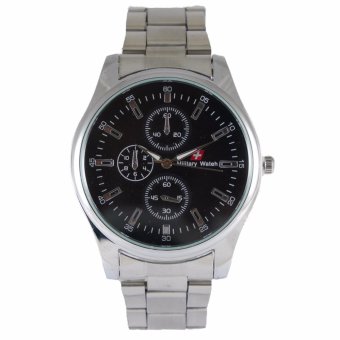 Swiss Army - Jam Tangan Analog Pria - Stainless Silver - Dial Hitam - Bezel Silver SAX 1086-01 ...